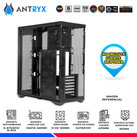 CASE ANTRYX FX 970 PRO, 5 COOLER ARGB, USB TIPO-C, 2 V/TEMPLADO