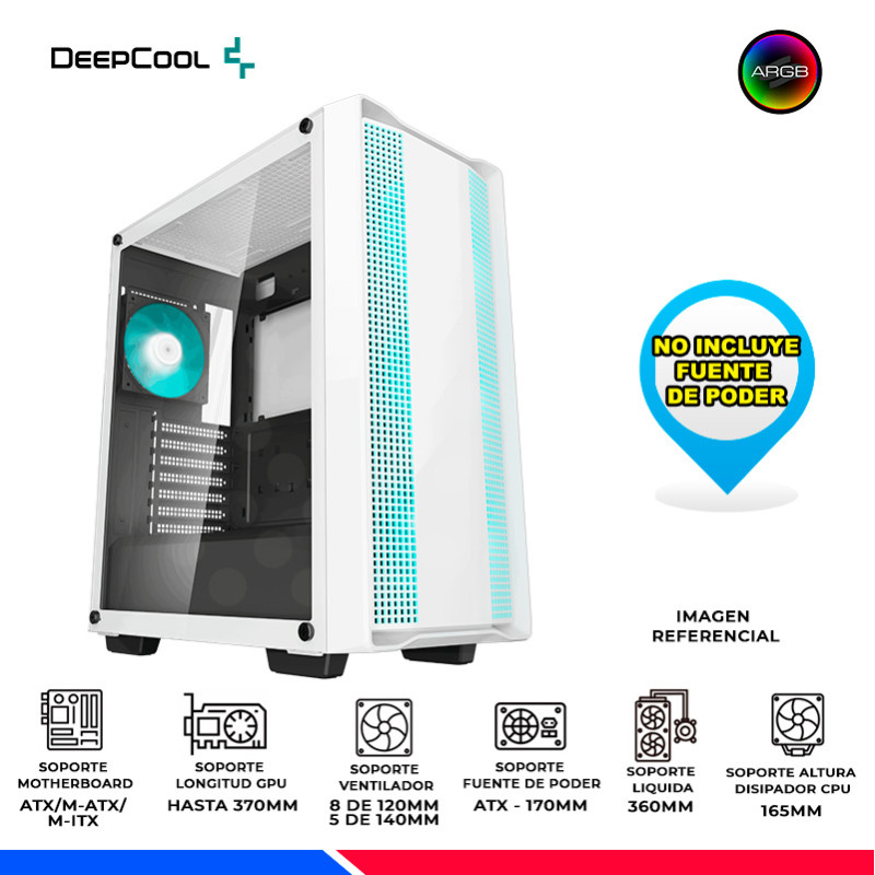 CASE DEEPCOOL CC560 WH V2, COOLER LED, V/TEMPLADO