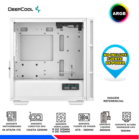 CASE DEEPCOOL CH360 DIGITAL WH  ARGB, V/TEMPLADO