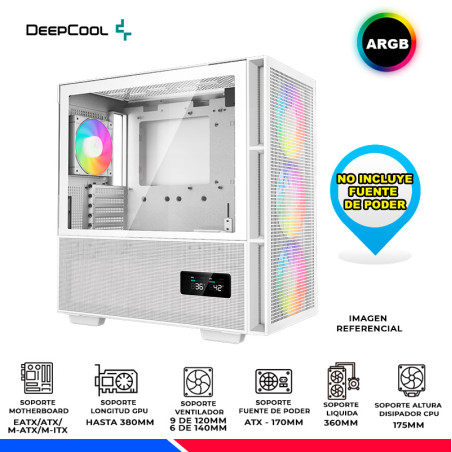 CASE DEEPCOOL CH560 WH DIGITAL, V/TEMPLADO, ARGB
