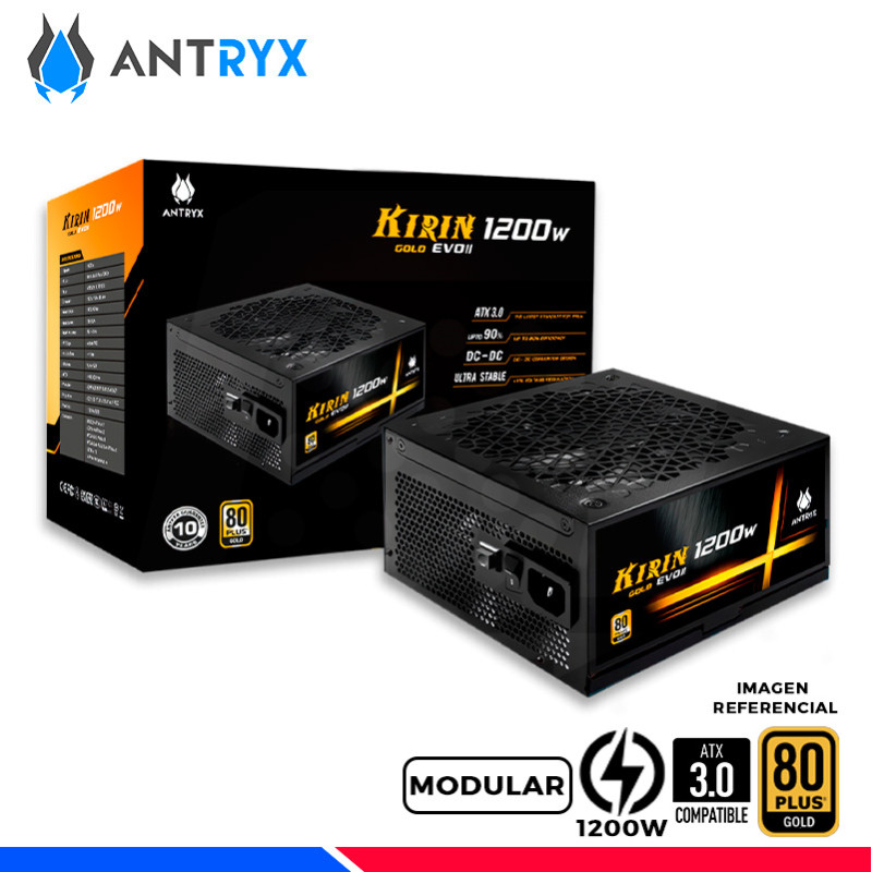 FUENTE DE PODER ANTRYX 1200W KIRIN EVO II, 80 PLUS GOLD MODULAR, PCIe 5.0