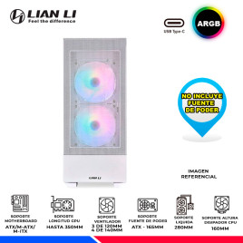 CASE LIAN LI LANCOOL 205 MESH WHITE, ARGB, V/TEMPLADO, USB TIPO C