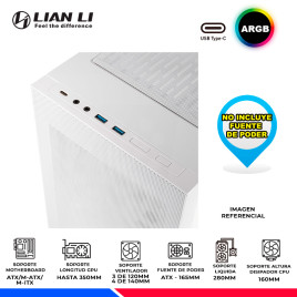 CASE LIAN LI LANCOOL 205 MESH WHITE, ARGB, V/TEMPLADO, USB TIPO C