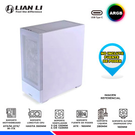 CASE LIAN LI LANCOOL 205 MESH WHITE, ARGB, V/TEMPLADO, USB TIPO C
