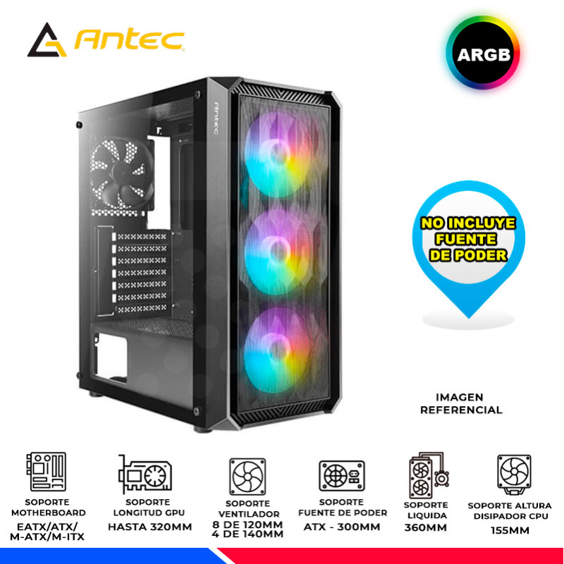 CASE GAMING ANTEC NX292 BLACK, V/TEMPLADO, ARGB