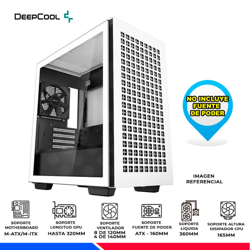 CASE DEEPCOOL CH370 WH, V/TEMPLADO