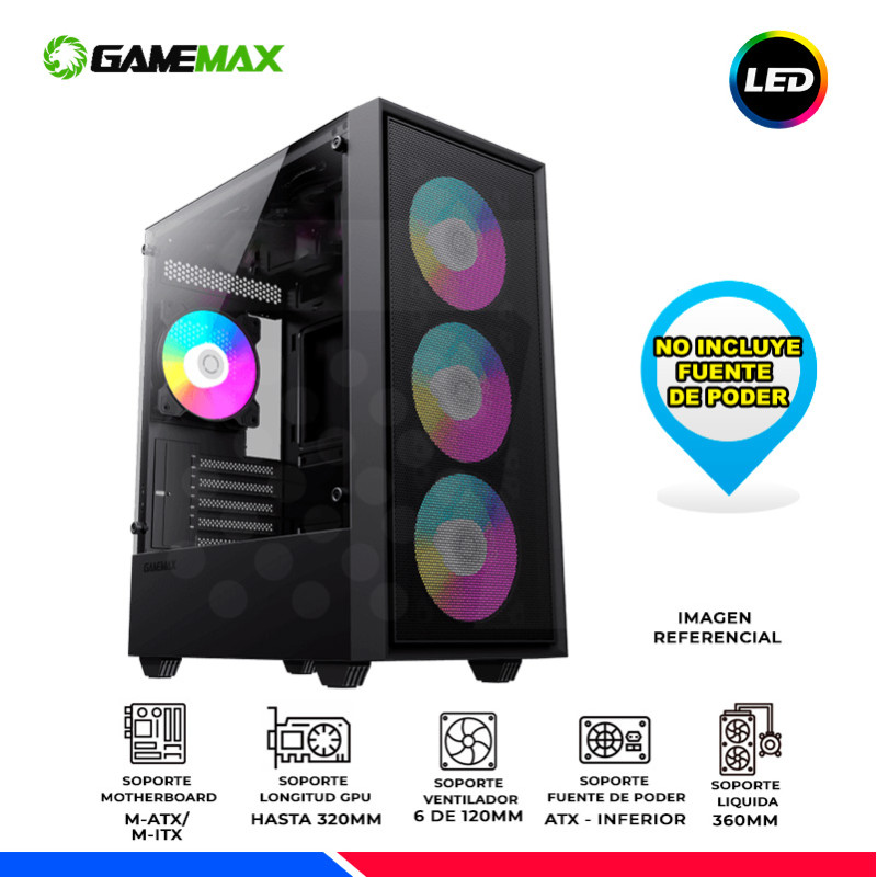CASE GAMING GAMEMAX STORM BK MALLA, 4 COOLER RGB, V/TEMPLADO CASE GAMING GAMEMAX STORM BK MALLA, 4 COOLER RGB, V/TEMPLADO
