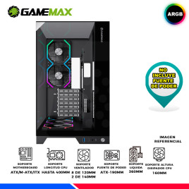 CASE GAMING GAMEMAX INFINITY PRO, PANORAMICO, 5 COOLER ARGB
