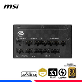 FUENTE DE PODER MSI MAG A1250GL PCI5, 80 PLUS GOLD FULL MODULAR, 1200W