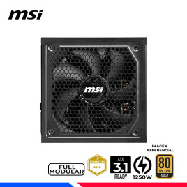 FUENTE DE PODER MSI MAG A1250GL PCI5, 80 PLUS GOLD FULL MODULAR, 1200W