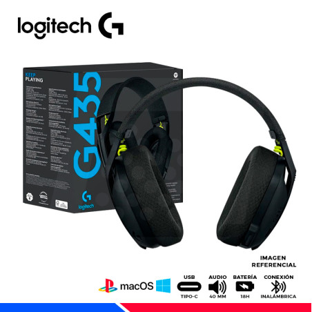 AURICULAR GAMING LOGITECH G435 INALAMBRICO LIGHTSPEED BLACK