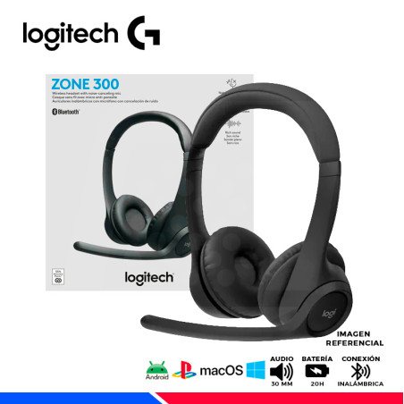 AURICULAR LOGITECH ZONE 300, INALAMBRICO/BT, BLACK