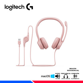 MICROFONO AURICULAR LOGITECH H390 USB, CANCELACION DE RUIDO ROSE