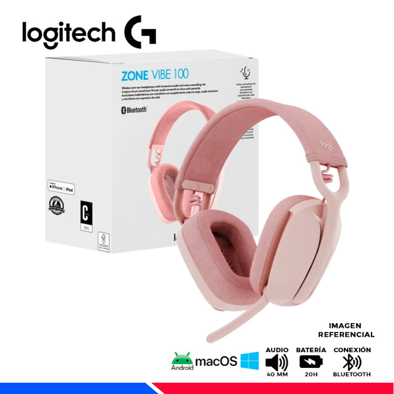 AURICULAR LOGITECH ZONE VIBE 100 BLUETOOTH ROSE