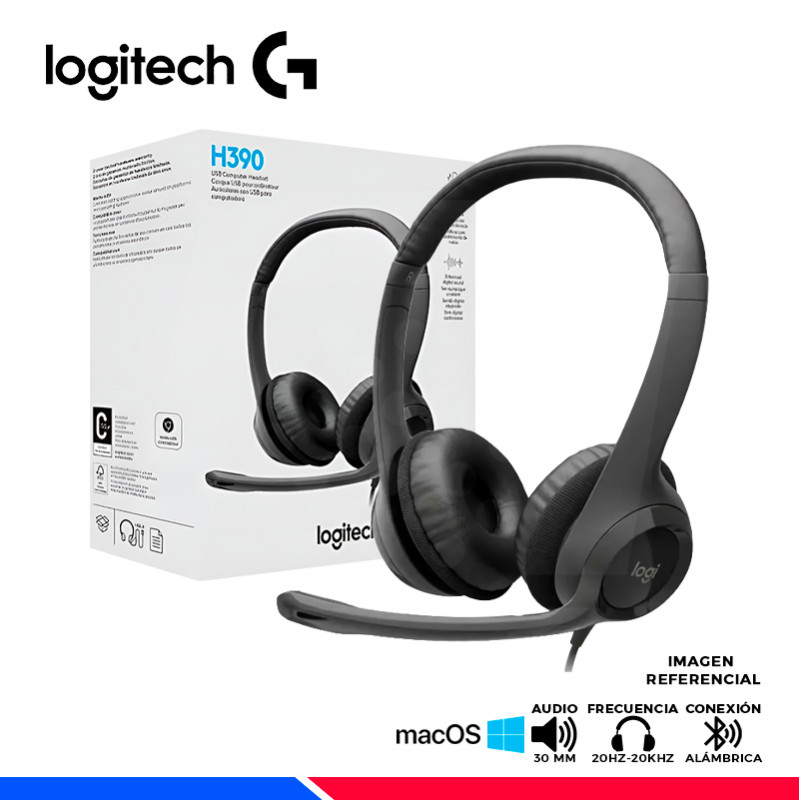 MICROFONO AURICULAR LOGITECH H390 USB, CANCELACION DE RUIDO, BLACK MICROFONO AURICULAR LOGITECH H390 USB, CANCELACION DE RUIDO, BLACK