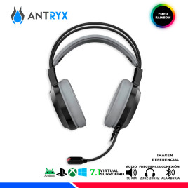 AURICULAR ANTRYX IRIS-K GRAY, 7.1 VIRTUAL SURROUND, USB, RAINBOW