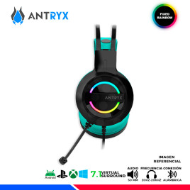 AURICULAR ANTRYX IRIS-K TURQUOISE, 7.1 VIRTUAL SURROUND, USB, RAINBOW