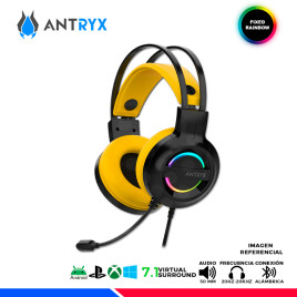 AURICULAR ANTRYX IRIS-K YELLOW, 7.1 VIRTUAL SURROUND, USB, RAINBOW