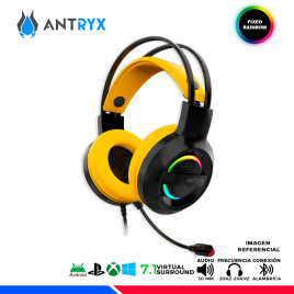 AURICULAR ANTRYX IRIS-K YELLOW, 7.1 VIRTUAL SURROUND, USB, RAINBOW