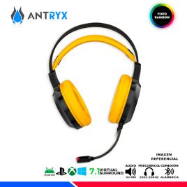 AURICULAR ANTRYX IRIS-K YELLOW, 7.1 VIRTUAL SURROUND, USB, RAINBOW