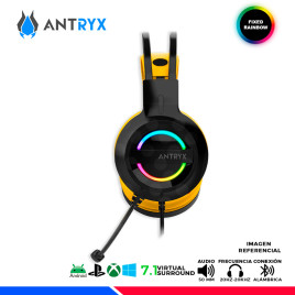 AURICULAR ANTRYX IRIS-K YELLOW, 7.1 VIRTUAL SURROUND, USB, RAINBOW