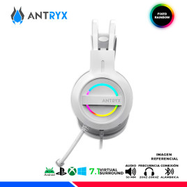 AURICULAR ANTRYX IRIS-W GRIS, 7.1 VIRTUAL SURROUND, USB, RAINBOW