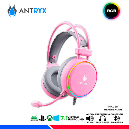 AURICULAR ANTRYX KIRBY PINK 7.1 VIRTUAL SURROUND, RGB