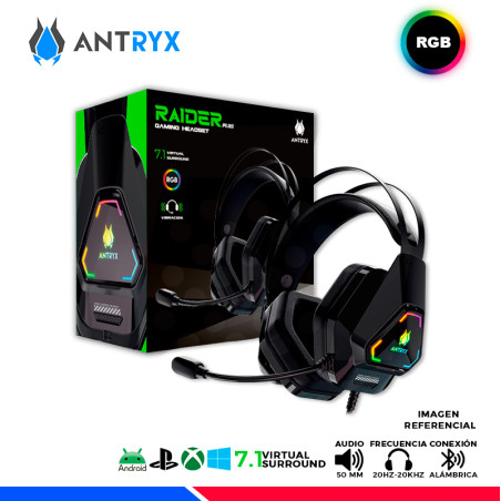 AURICULAR ANTRYX RAIDER PLUS BLACK 7.1 VIRTUAL SURROUND RGB