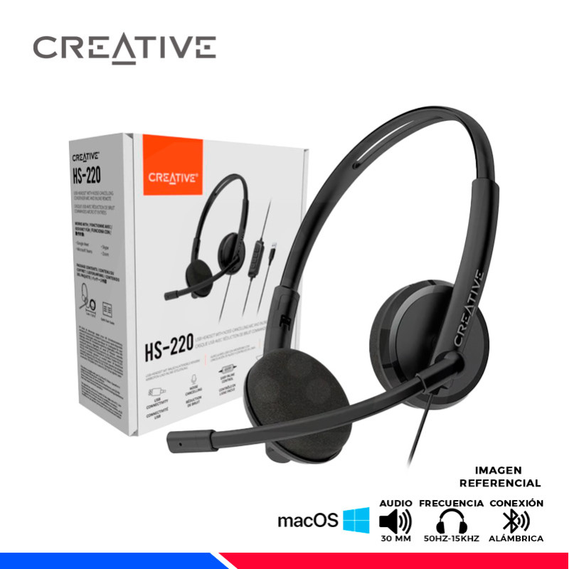 AURICULAR CREATIVE HS-220, USB, BLACK AURICULAR CREATIVE HS-220, USB, BLACK
