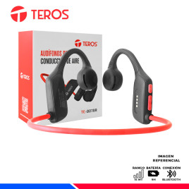 AURICULAR TEROS TE-8078R, CONDUCCION DE AIRE, BLUETOOTH, ROJO/GRIS