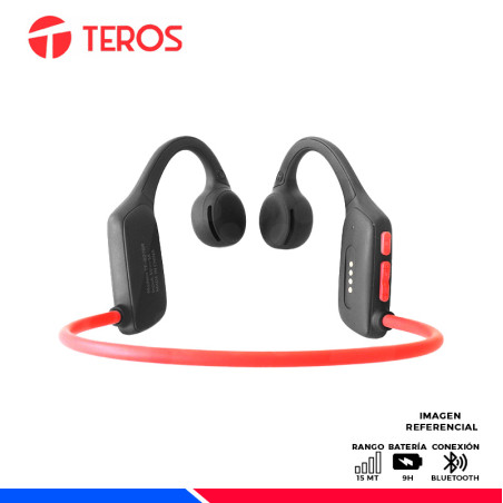 AURICULAR TEROS TE-8078R, CONDUCCION DE AIRE, BLUETOOTH, ROJO/GRIS