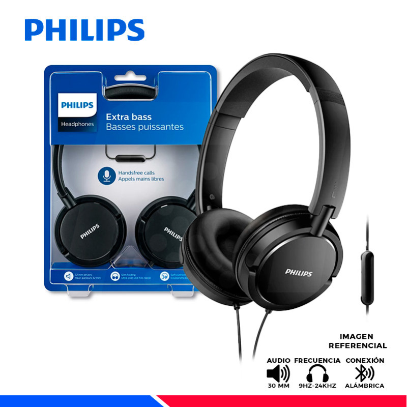 AURICULAR PHILIPS SHL5005BK EXTRA BASS AURICULAR PHILIPS SHL5005BK EXTRA BASS