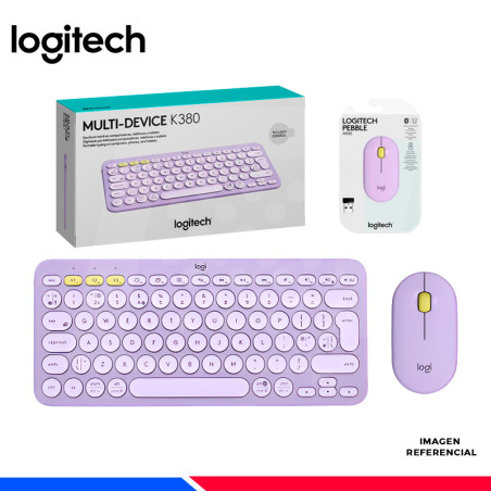 KIT LOGITECH, TECLADO K380  + MOUSE PEBBLE M350, LAVENDER