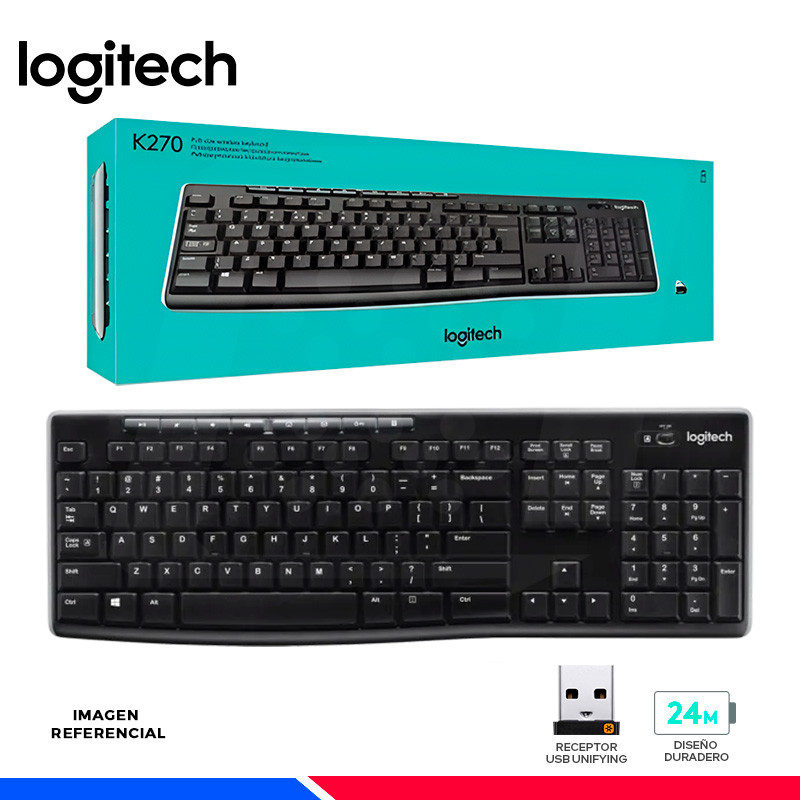 TECLADO INALAMBRICO LOGITECH K270, RECEPTOR UNIFYING, BLACK