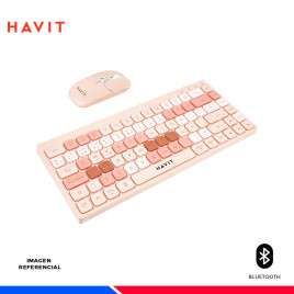 KIT TECLADO Y MOUSE HAVIT KB831WB-SP, INALAMBRICO/BT, ROSA