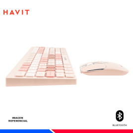 KIT TECLADO Y MOUSE HAVIT KB831WB-SP, INALAMBRICO/BT, ROSA