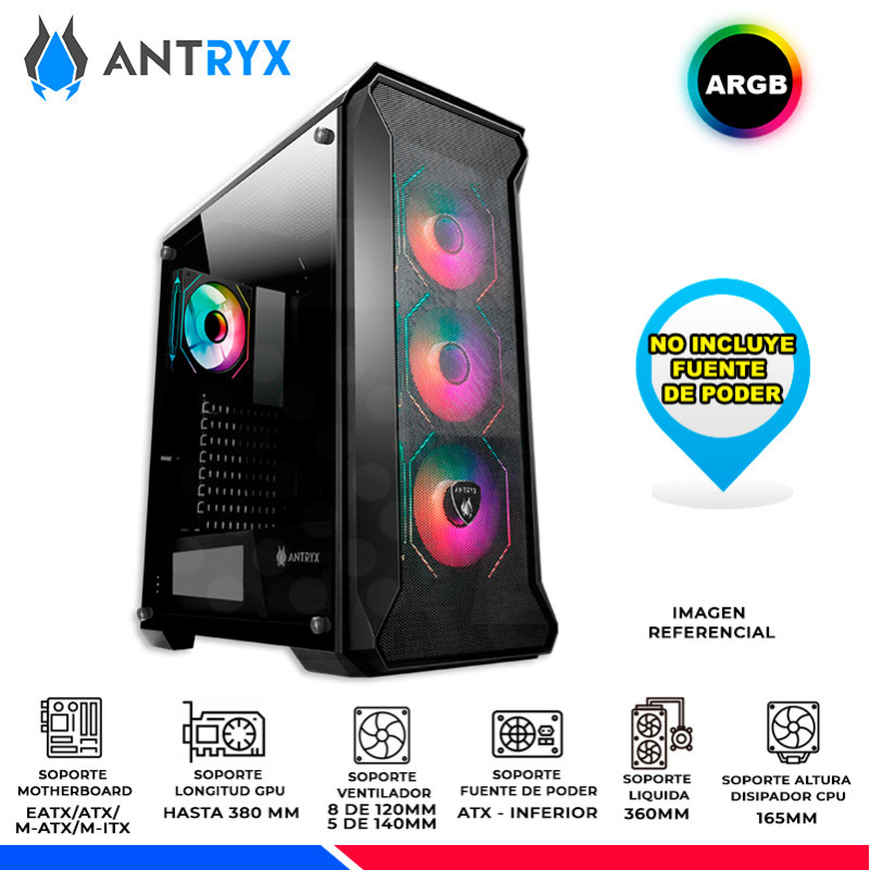 CASE ANTRYX SENTRY PLUS, 4 COOLER ARGB,