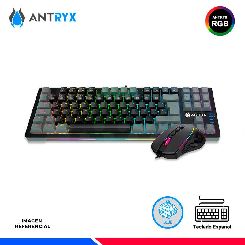 KIT GAMING ANTRYX GC-5500, TECLADO MECANICO + MOUSE, SWITCH BLUE