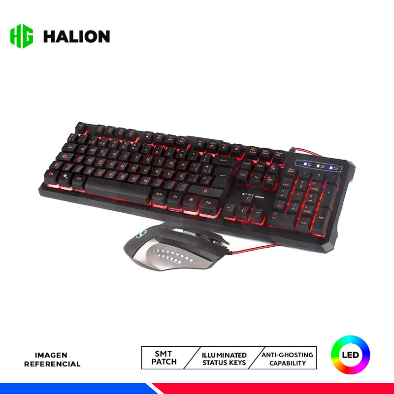 KIT TECLADO Y MOUSE GAMER HALION HA-515C ODIN 3 COLORES