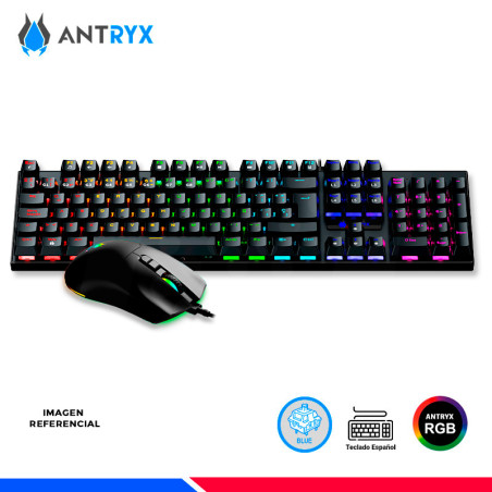 KIT GAMING ANTRYX GC-3100 BLACK, TECLADO SWITCH BLUE Y MOUSE