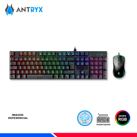 KIT GAMING ANTRYX GC-3100 BLACK, TECLADO SWITCH BLUE Y MOUSE