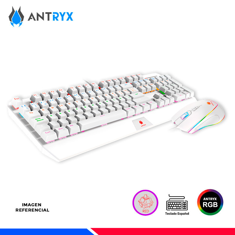 KIT GAMING GC 5100 WHITE ANTRYX, TECLADO + MOUSE, SWITCH RED KIT GAMING GC 5100 WHITE ANTRYX, TECLADO + MOUSE, SWITCH RED