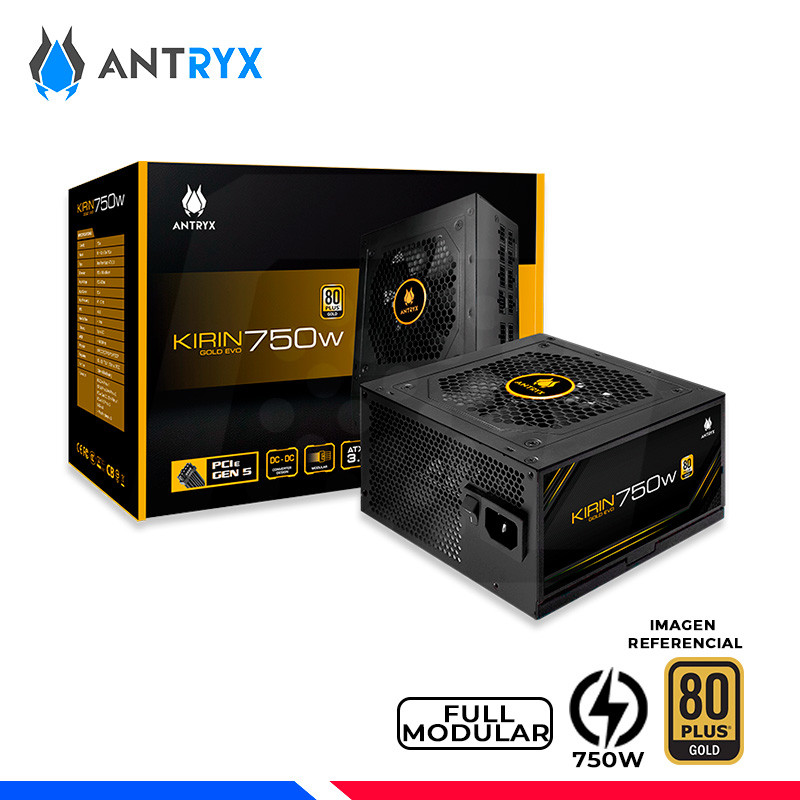 FUENTE DE PODER ANTRYX KIRIN GOLD EVO 750W, 80 PLUS GOLD MODULAR, 750W FUENTE DE PODER ANTRYX KIRIN GOLD EVO 750W, 80 PLUS GOLD MODULAR, 750W