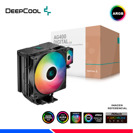 COOLER DE PROCESADOR DEEPCOOL AG400 DIGITAL, ARGB