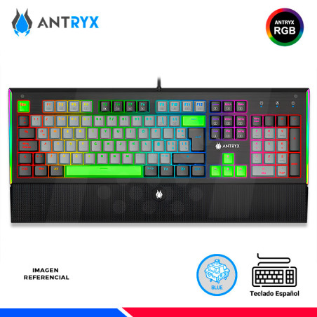TECLADO MECANICO ANTRYX MK ZIGRA EVO, BLACK/GRAY, SWITCH BLUE