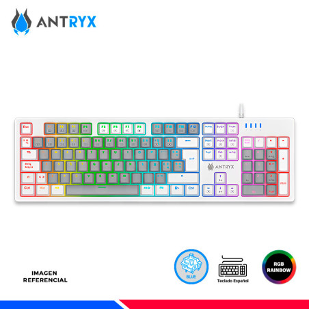 TECLADO MECANICO ANTRYX MK860L WHITE, SWITCH BLUE
