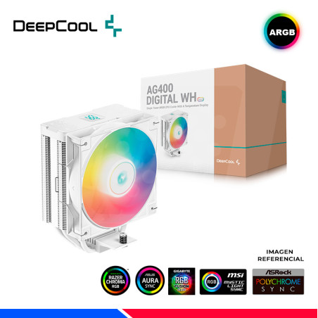 COOLER DE PROCESADOR DEEPCOOL AG400 DIGITAL WH, ARGB