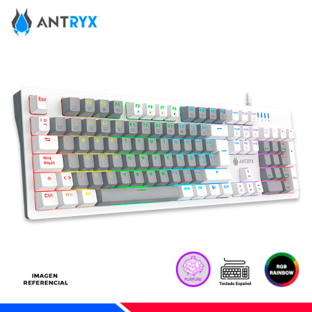 TECLADO MECANICO ANTRYX MK860L WHITE, SWITCH PURPLE