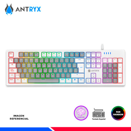 TECLADO MECANICO ANTRYX MK860L WHITE, SWITCH PURPLE