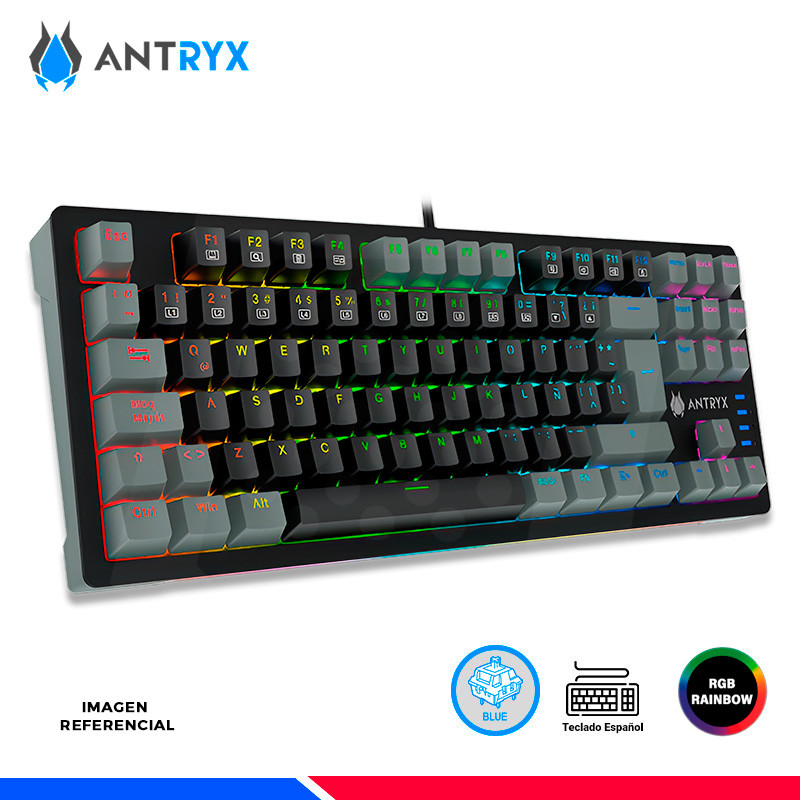 TECLADO MECANICO TKL ANTRYX MK840L BLACK/GRAY, SWITCH BLUE